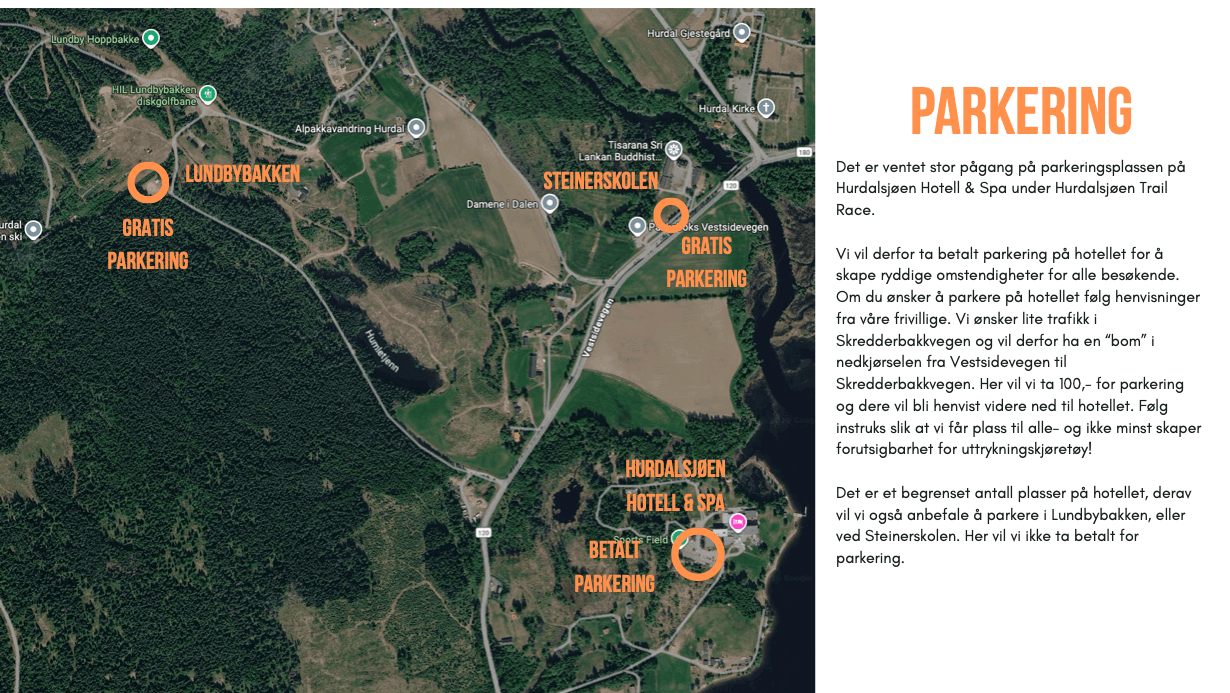 Parkeringsoversikt — Hurdalsjøen Trail Race